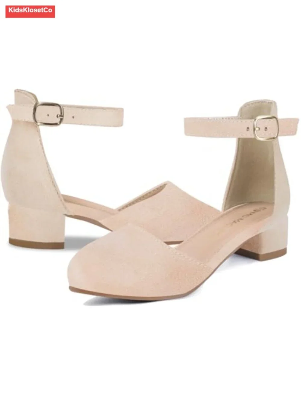 Girls Glitter Mary Jane Flats with Elastic Strap, Low Heel Dress Shoes